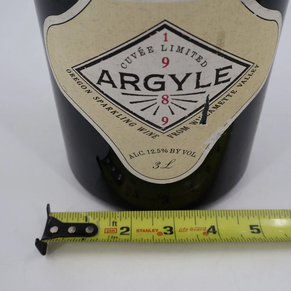 Argyle Brut Oregon Sparkling Wine 3L Empty Bottle 1989 Willamette Valley Green